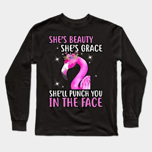 She_s Beauty She_s Grace Flamingo T-shirt Long Sleeve T-Shirt